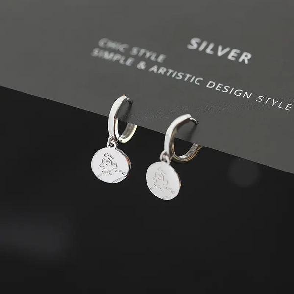 Creolen mit Anhänger Kreis  Sterlingsilber 925 Ohrringe Damen Mädchen