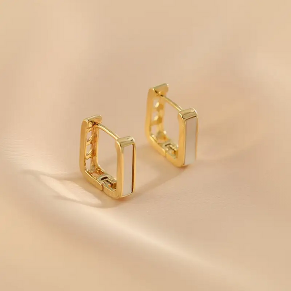 Creolen Quadrat Sterling Silber 925 goldfarbene Damen Ohrringe