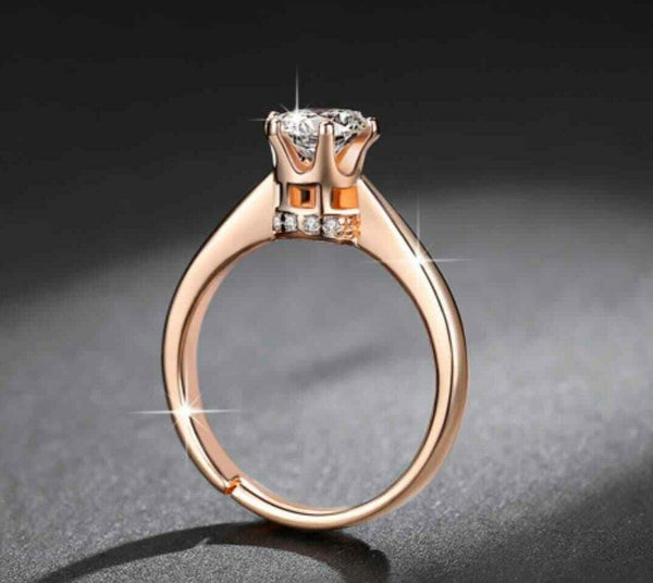 Damen Ring mit Zirkonia  Rosegoldfarbe verstellbar 52-57