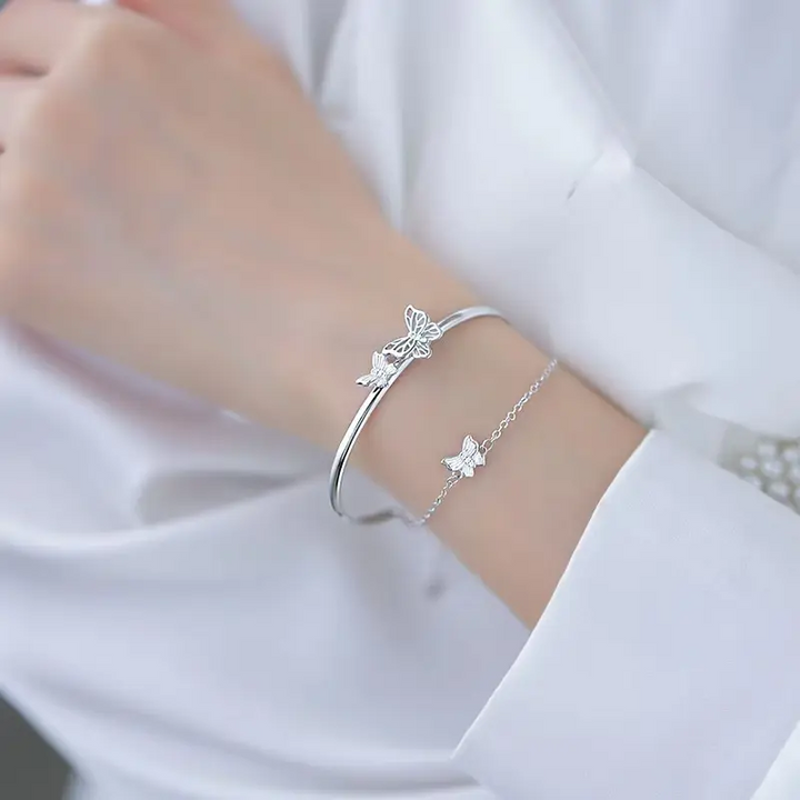 Doppelarmband Schmetterling Bunt Sterling Silber 925 Damen Armkette - Vipfashion797
