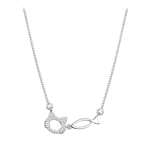 Halskette Katze Sterlingsilber 925 Zirkonia Damen Mädchen kette