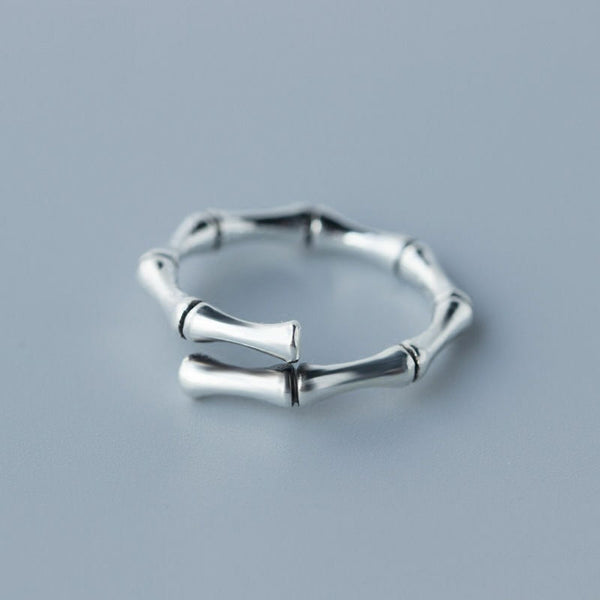 Ring Bambus Sterlingsilber 925 Größenverstellbar 50-54