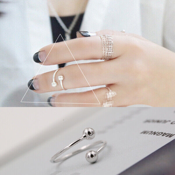 Damen Ring Doppel Kugeln Sterlingsilber 925 verstellbar 51-57