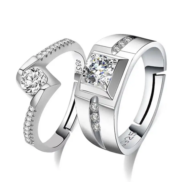 Partnerringe Set Sterling Silber 925 mit Zirkonia - Vipfashion797
