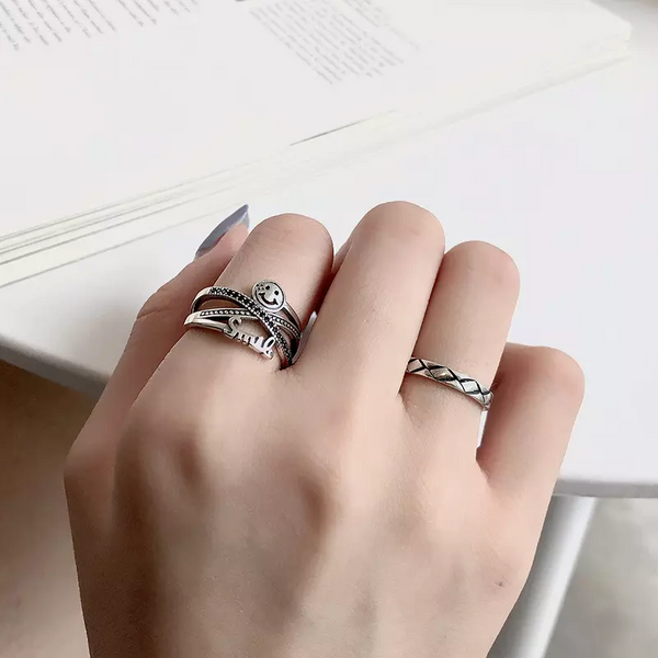 Smaily Damen Ring Sterlingsilber 925 Glück 52-55