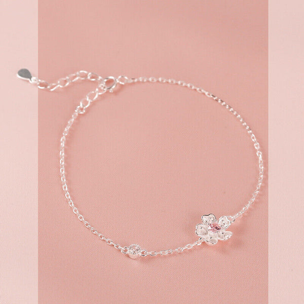 Armband Blume Silber 925 Zirkonia Damen Armkette - Vipfashion797
