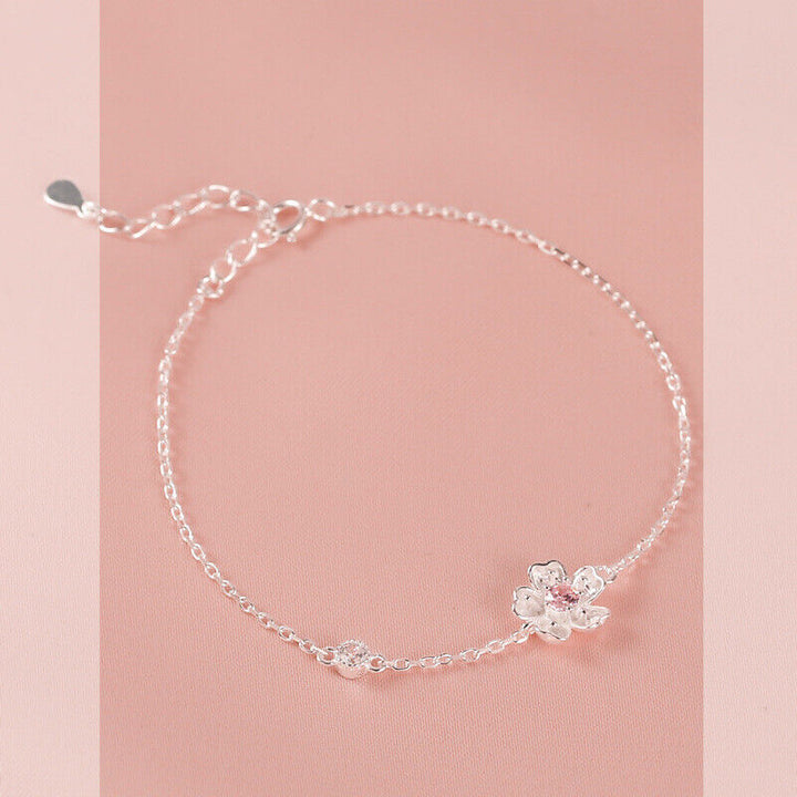 Armband Blume Silber 925 Zirkonia Damen Armkette - Vipfashion797