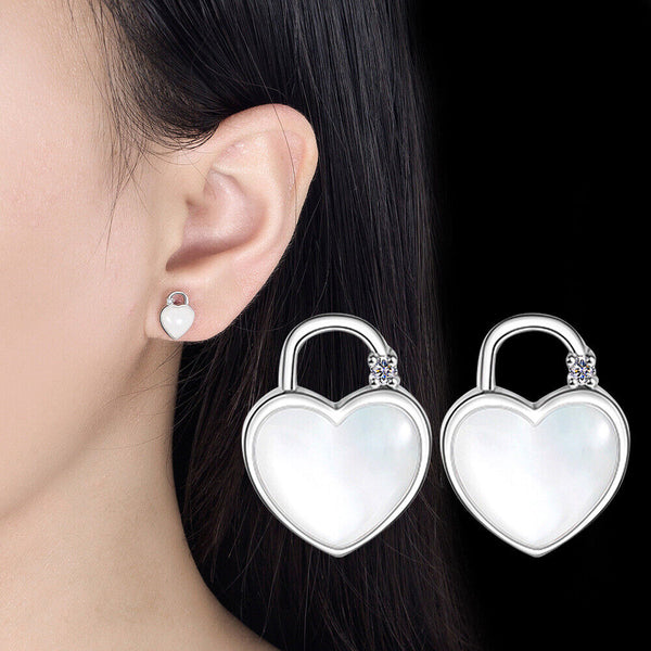 Herz Damen Ohrstecker Sterlingsilber 925 Opal Mädchen Liebe Ohrringe