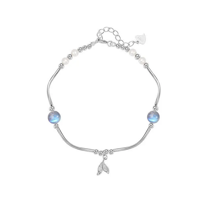 Armband Fisch Mondstein Sterling Silber 925 Schlank Arm Kinder Armkette - Vipfashion797
