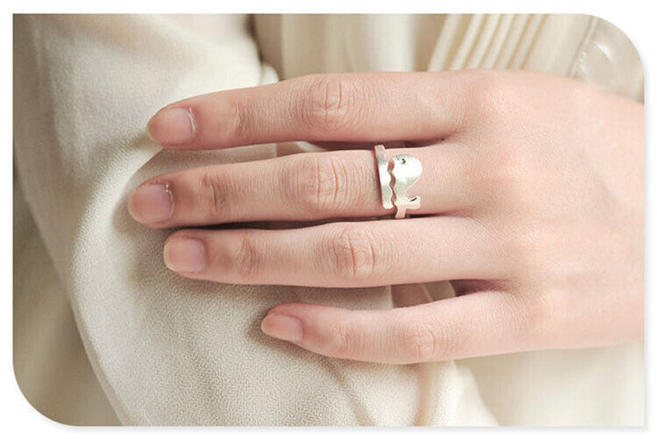 Damen Ring Fisch Sterling Silber 925 größenverstellbar 49-52 - Vipfashion797