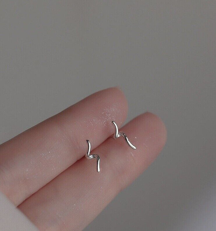 Mini Ohrstecker Verdreht Sterling Silber 925 Damen Kinder Ohrringe - Vipfashion797