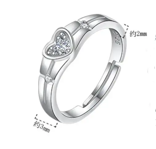 Partnerringe Herz-Quadrat Silber 925 Trauringe Freundschaftsringe - Vipfashion797