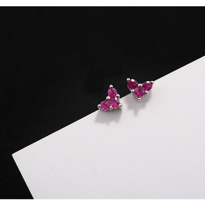 Herz Ohrstecker Silber 925 Liebe Zirkonia Damen Kinder Ohrringe - Vipfashion797