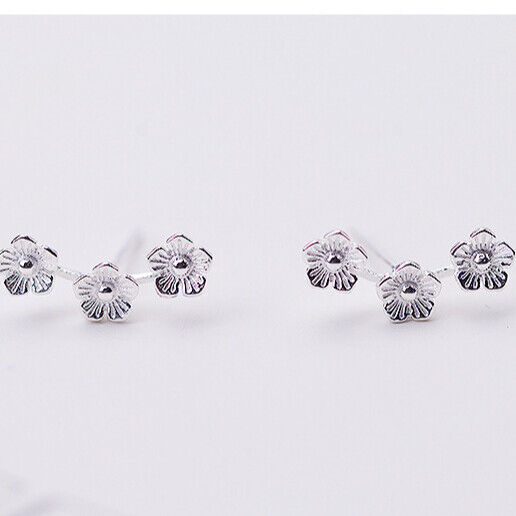 Drei mini Blume 925 Sterling Silber Damen Ohrringe Ohrstecker