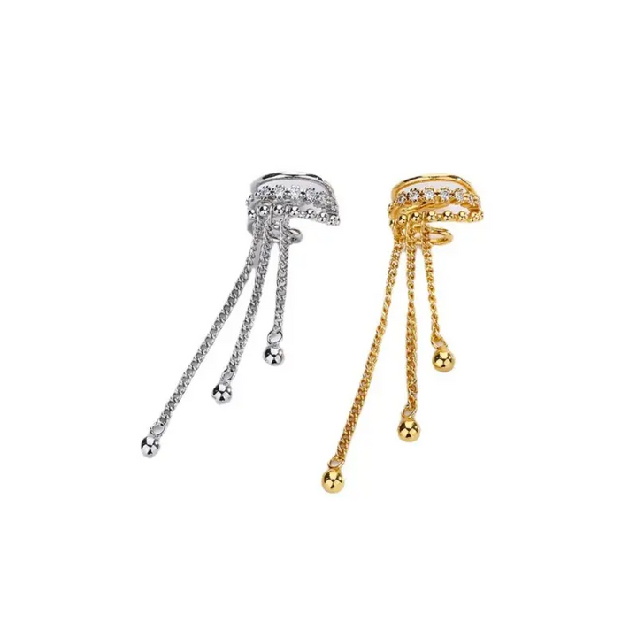 Ohrklemme m-Anhänger kette Sterlingsilber 925 Zirkonia Damen Ohrringe Ohne Loch - Vipfashion797