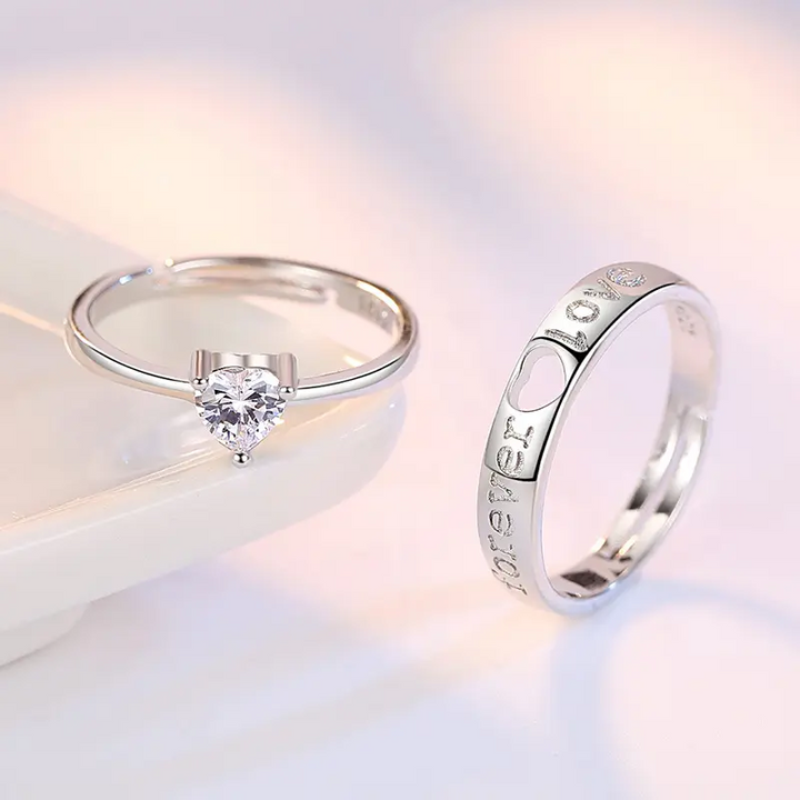 Herz Ring Partnerringe Silber 925 Set 2 Ring Trauringe Freundschaftsringe - Vipfashion797