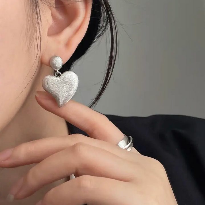 Großes Herz Ohrhänger Sterling Silber 925 Damen Ohrringe - Vipfashion797