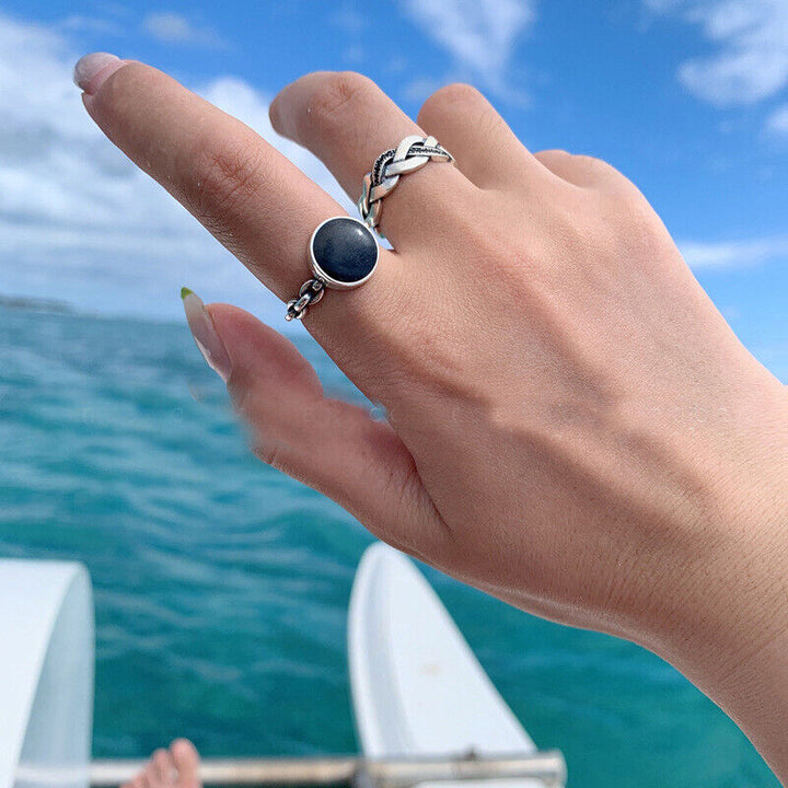 Damen Ring Sterling Silber 925 Geschwärzt verstellbar  48-53 - Vipfashion797