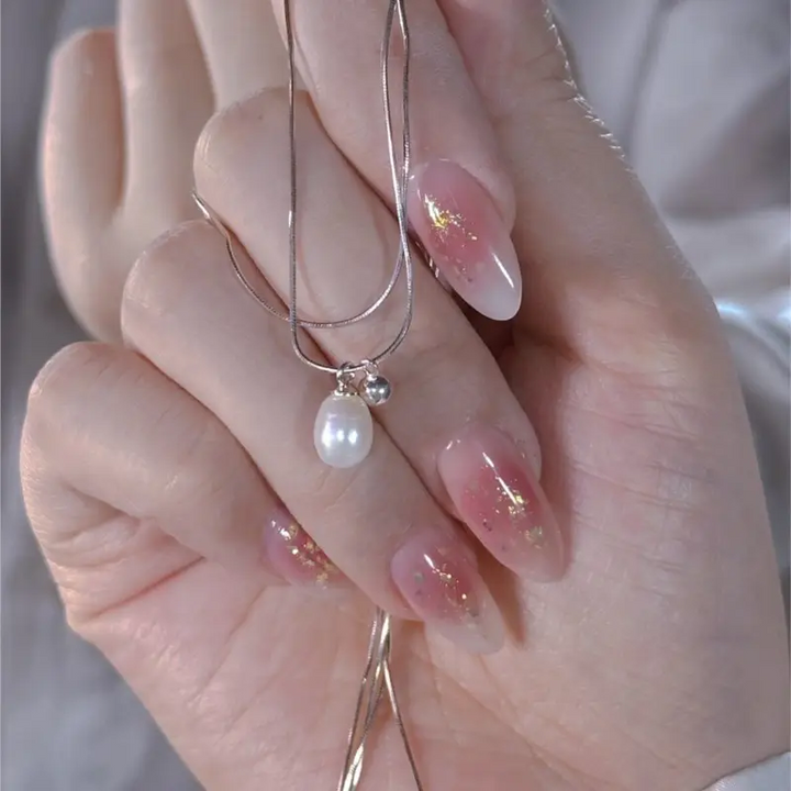 Doppelte Halskettemit mit Perle Sterling Silber 925 Damen Mädchen Collier - Vipfashion797