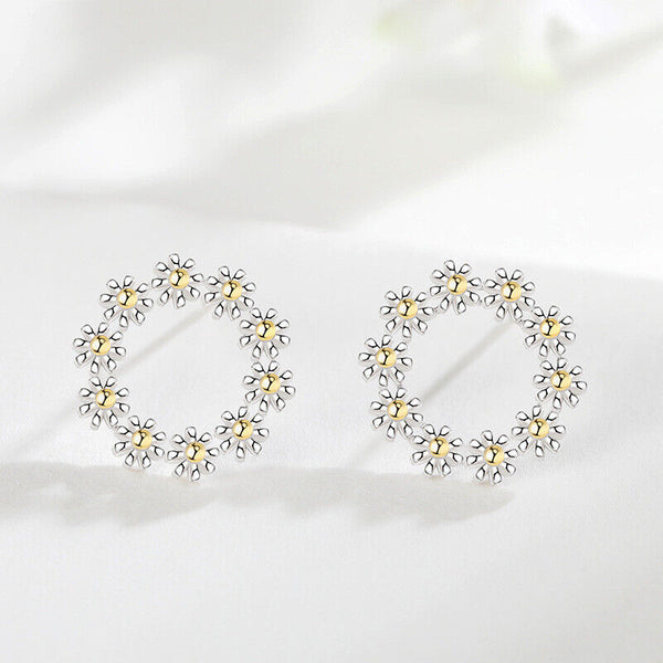 Ohrringe Blumenkreis Silber 925 Damen Kinder Mädchen Ohrstecker - Vipfashion797