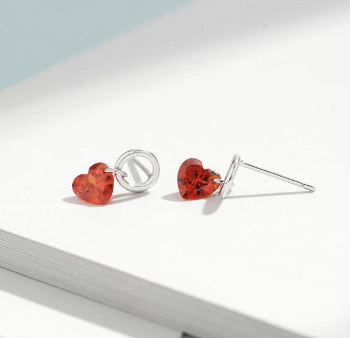 Ohrstecker Herz Sterling Silber 925 Zirkonia Mädchen Damen Ohrringe - Vipfashion797