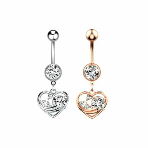 Herz Bauchnabel Piercing Gebogener Stab Zirkon Nabel hervorragende Qualität Neu - Vipfashion797