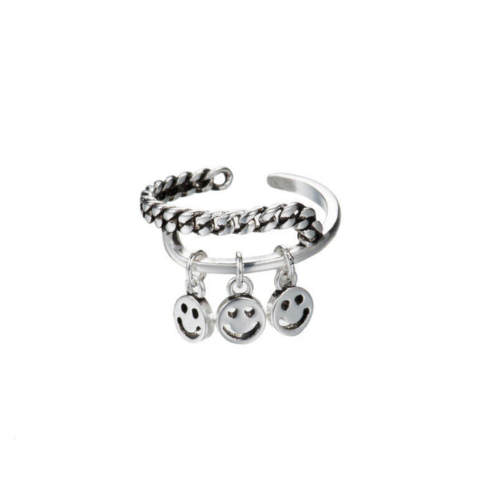 Damen Ring Smail Silber 925 Geschwärzt Größenveränderbare 51-56 - Vipfashion797