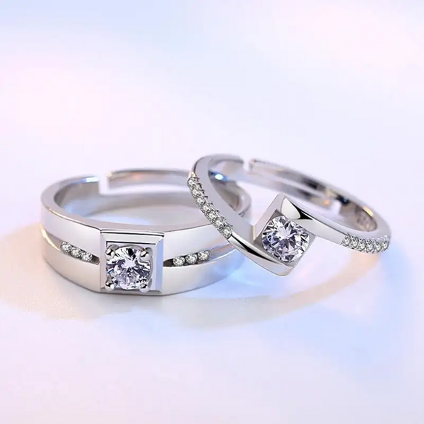 Partnerringe Set Sterling Silber 925 mit Zirkonia - Vipfashion797