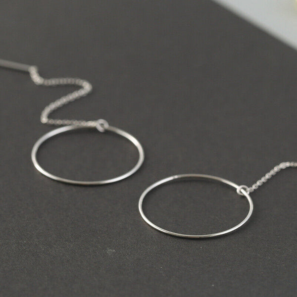 Damen Durchzieher Rund Sterling Silber 925 Mädchen Ohrringe