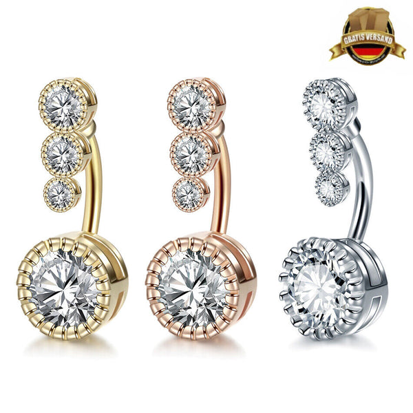 Medizinisch Bauchnabelpiercing Silber Rosegold Piercing Kristall Schmuck.