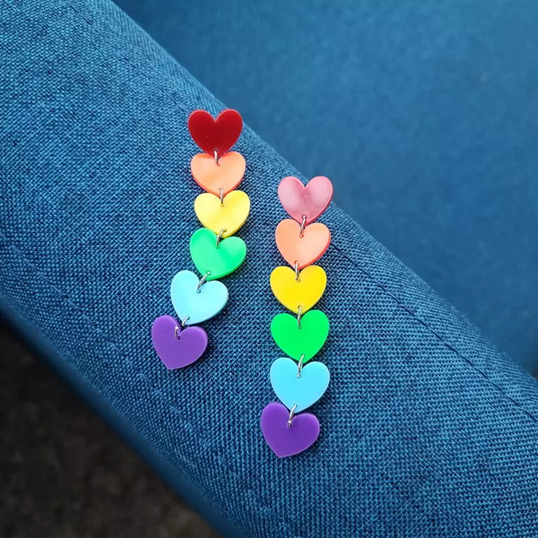 Herzen Ohrringe lange Kette multi Farbe Damen Ohrhänger Ohrringe