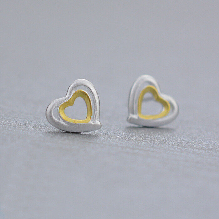Ohrstecker Doppelherz Sterling Silber 925 Herz Damen Ohrringe - Vipfashion797