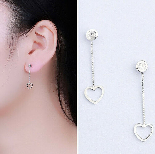 Ohrstecker Ohrhänger Herz Silber 925 Zirkonia Damen Ohrringe