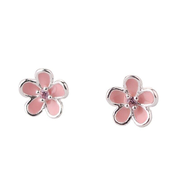 Ohrringe Ohrstecker Kirschblüte & Blume Silber 925 mit Zirkonia