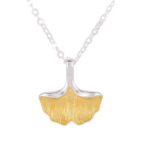 Halskette m-Anhänger Ginkgo Silber 925 Damen Kette