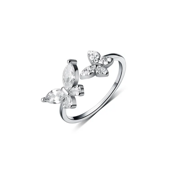 Schmetterling Silber 925 Zirkonia Damen Ring Größe Verstellbar