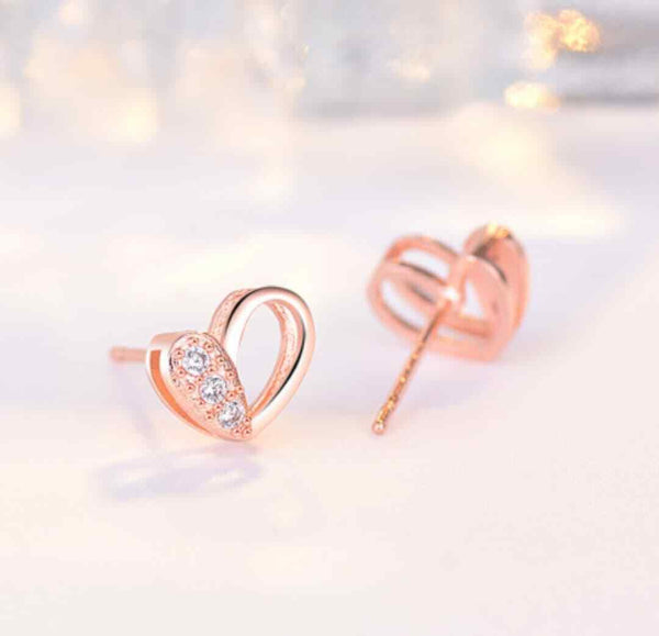 Ohrstecker Herz roségold Sterlingsilber 925 Mädchen Ohrringe