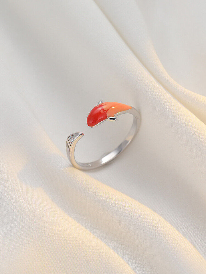 Damen Ring Fische Sterling Silber 925 verstellbar 51- 54 - Vipfashion797