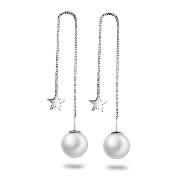 Ohrringe durchzieher XL 925 gestempelt silberfarbig, Stern, Ohrschmuck