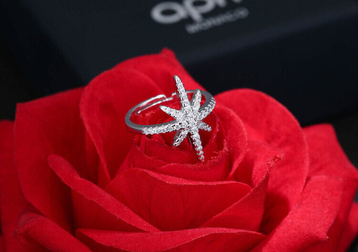 Stern Ring Sterlingsilber 925 mit Zirkonia offen 49-56 - Vipfashion797