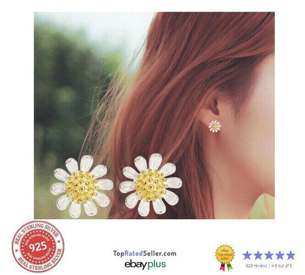 Sonnen blume Ohrstecker Silber 925 Damen Kinder Ohrringe Top - Vipfashion797