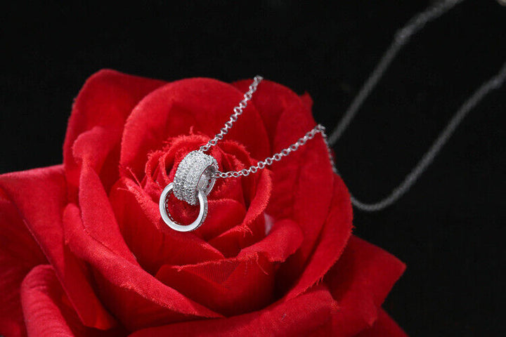Halskette Ringes Sterlingsilber 925 Zirkonia Damenkette - Vipfashion797