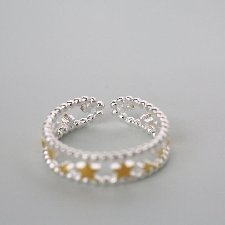 Damen Ring Sterne Sterlingsilber 925 offen Größenverstellbar 49-54 - Vipfashion797
