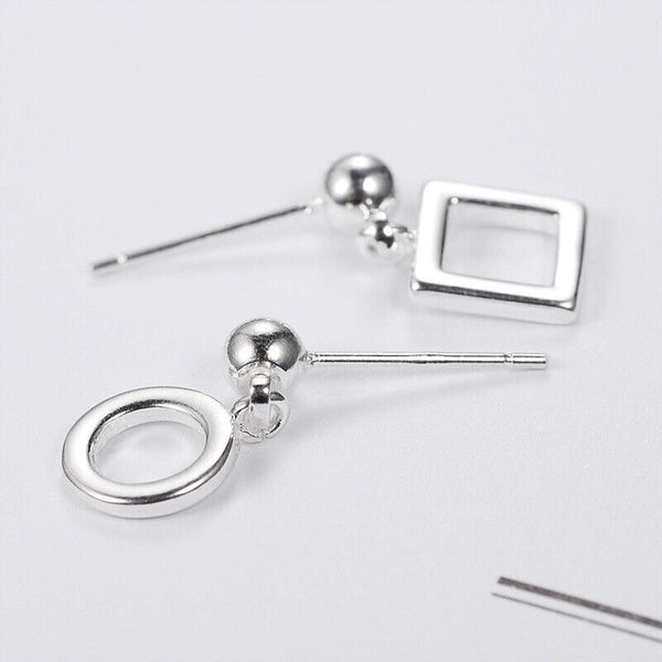 Ohrstecker Quadrat-Rund Sterling Silber 925 Damen Kinder Ohrringe - Vipfashion797