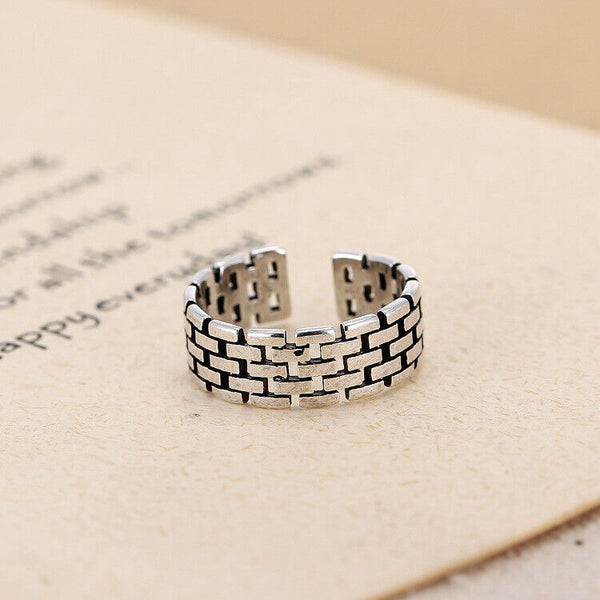Ring Kette Sterling Silber 925 Geschwärzt Damen offen 47-52 - Vipfashion797