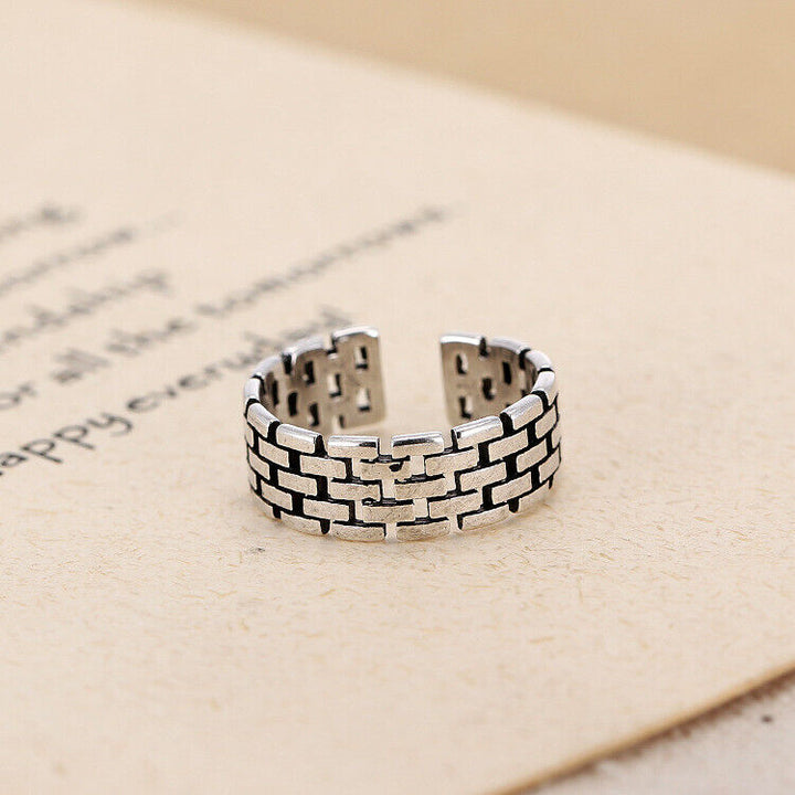 Ring Kette Sterling Silber 925 Geschwärzt Damen offen 47-52 - Vipfashion797