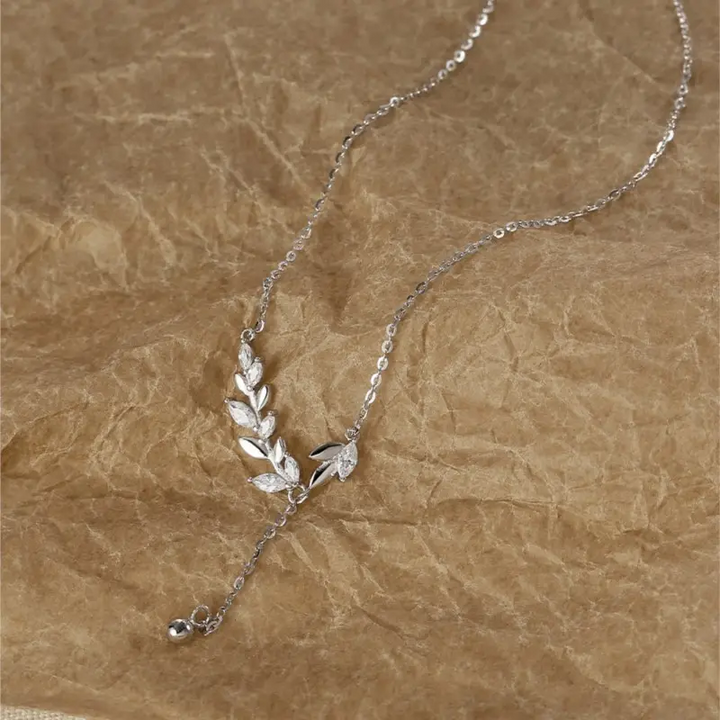 Halskette mit Anhänger Blatt Sterlingsilber 925 Damen - Vipfashion797