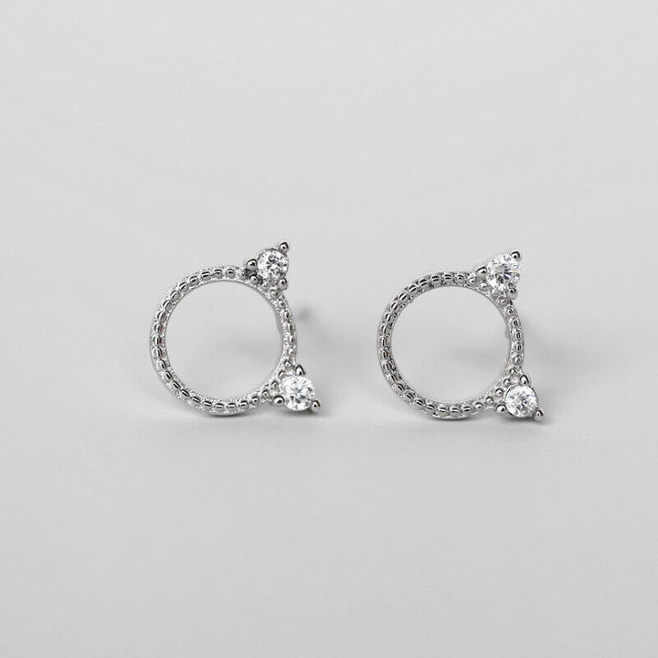Ohrstecker Katze Sterling Silber 925 Zirkonia Damen Ohrringe 8mm - Vipfashion797
