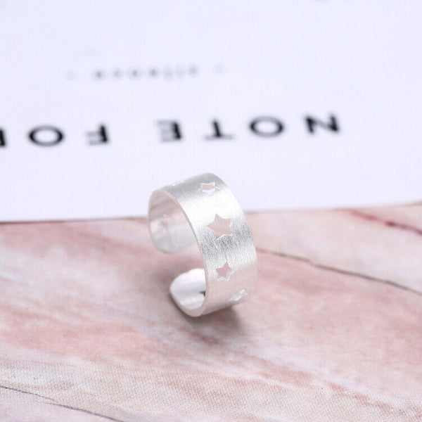 Damen Ring Sterne Sterling Silber 925 Größenverstellbar 49-56