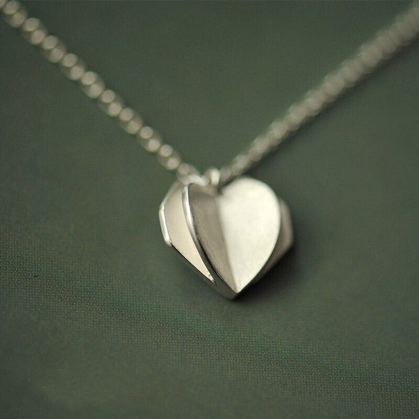 Halskette 3D Herz Anhänger Sterling Silber 925 Damen